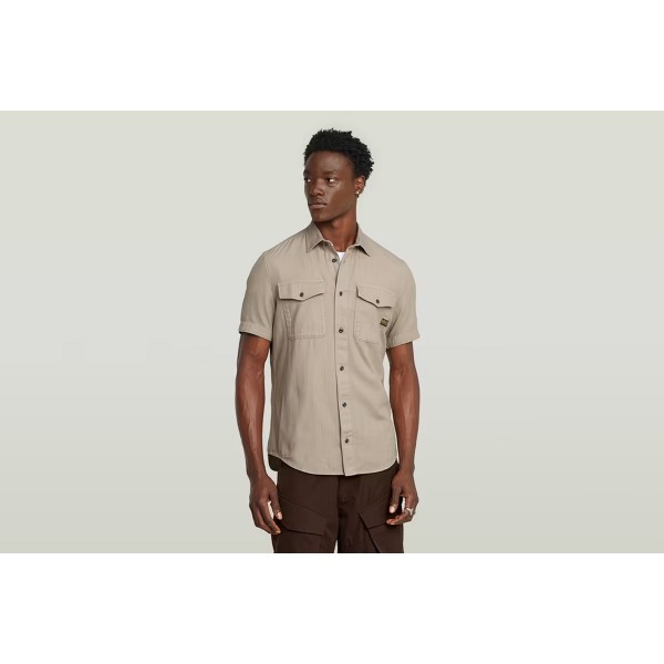 G-Star Marine Slim Shirt S-S Πουκάμισο Κοντομάνικο Ανδρικό (D19751-D454-G102 VINTAGE KHAKI)