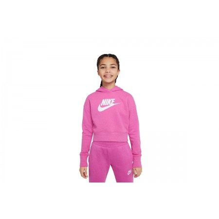 Nike Sportswear Club Crop Παιδικό Φούτερ Φούξια