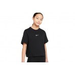 Nike Παιδική Κοντομάνικη Crop Top Μπλούζα Μαύρη