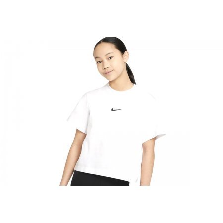 Nike Παιδική Κοντομάνικη Crop Top Μπλούζα Λευκή