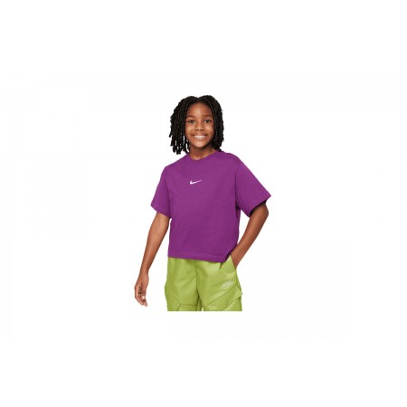 Nike Παιδική Κοντομάνικη Crop Top Μπλούζα Μωβ