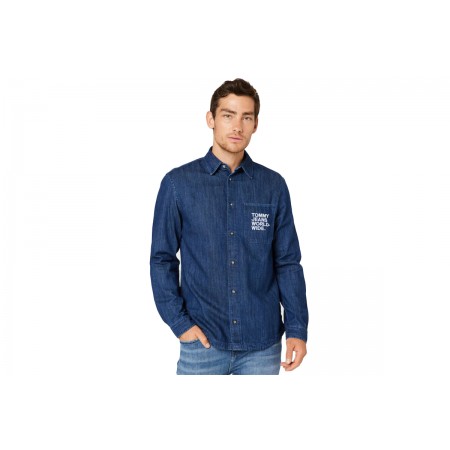 Tommy Jeans Tjm Modern Graphic Denim Shirt Πουκάμισο Μακρυμάνικο 