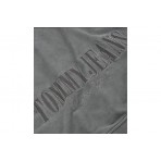 Tommy Jeans Tonal Badge Ανδρικό Φούτερ Με Κουκούλα Γκρι