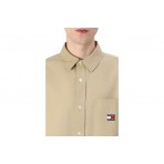 Tommy Jeans Easy Poplin Ανδρικό Κοντομάνικο Πουκάμισο Μπεζ