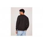 Tommy Jeans Relaxed Big Flag Crew Neck Μακρυμάνικη Μπλούζα Μαύρη