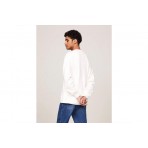 Tommy Jeans Relaxed Big Flag Crew Neck Μακρυμάνικη Μπλούζα Λευκή