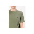 Tommy Jeans Label Ανδρικό Κοντομάνικο T-Shirt Λαδί