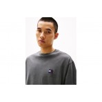 Tommy Jeans Label Ανδρικό Κοντομάνικο T-Shirt Γκρι Σκούρο