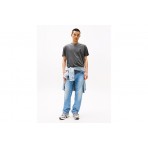 Tommy Jeans Label Ανδρικό Κοντομάνικο T-Shirt Γκρι Σκούρο