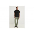 Tommy Jeans Slim Placket Ανδρική Κοντομάνικη Μπλούζα Polo Μαύρη