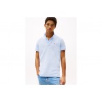 Tommy Jeans Slim Placket Ανδρικό Κοντομάνικο Polo T-Shirt Σιέλ