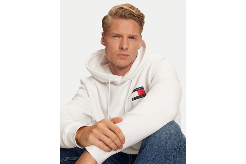 Tommy Jeans Ανδρικό Φούτερ Με Κουκούλα Λευκό