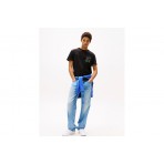 Tommy Jeans Label Ανδρικό Κοντομάνικο T-Shirt Μαύρο