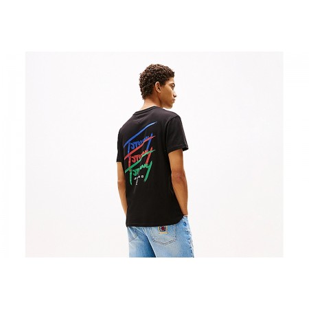 Tommy Jeans Label Ανδρικό Κοντομάνικο T-Shirt Μαύρο