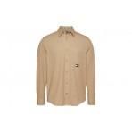 Tommy Jeans Reg Washed Twill Ανδρικό Μακρυμάνικο Πουκάμισο Μπεζ