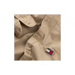 Tommy Jeans Reg Washed Twill Ανδρικό Μακρυμάνικο Πουκάμισο Μπεζ