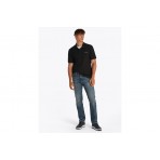 Tommy Jeans Linear Ανδρικό Κοντομάνικο Polo T-Shirt Μαύρο