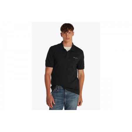 Tommy Jeans Linear Ανδρικό Κοντομάνικο Polo T-Shirt Μαύρο