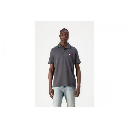 Tommy Jeans Ανδρικό Κοντομάνικο Polo T-Shirt Γκρι Σκούρο