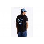 Tommy Jeans Ανδρικό Κοντομάνικο T-Shirt Μαύρο, Σιέλ