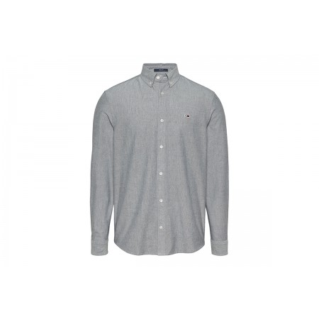 Tommy Jeans Oxford Ανδρικό Μακρυμάνικο Πουκάμισο Γκρι