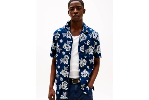 Tommy Jeans Reg Slub Aop Ext Πουκάμισο Κοντομάνικο Ανδρικό (DM0DM21351 C1G)