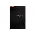 Tommy Jeans Linear Ανδρικό Κοντομάνικο T-shirt Μαύρο 