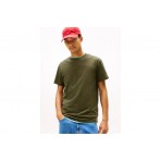 Tommy Jeans Linear Logo Ανδρικό Κοντομάνικο T-shirt Χακί