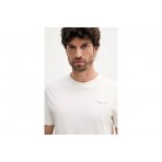 Tommy Jeans Linear Ανδρικό Κοντομάνικο T-shirt Εκρού