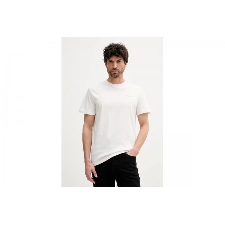 Tommy Jeans Linear Ανδρικό Κοντομάνικο T-shirt Εκρού