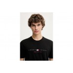 Tommy Jeans Linear Ανδρικό Κοντομάνικο T-shirt Μαύρο 