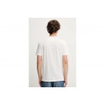 Tommy Jeans Linear Ανδρικό Κοντομάνικο T-shirt Εκρού