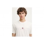 Tommy Jeans Linear Ανδρικό Κοντομάνικο T-shirt Εκρού