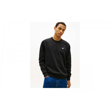 Tommy Jeans Badge Ανδρική Μακρυμάνικη Μπλούζα με Λαιμόκοψη Μαύρη