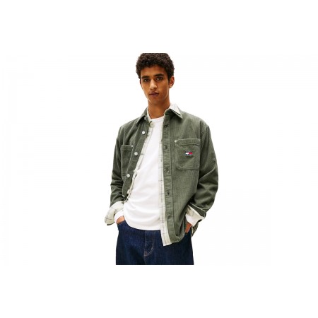 Tommy Jeans Logo Relaxed Corduroy Πουκάμισο Μακρυμάνικο Ανδρικό 