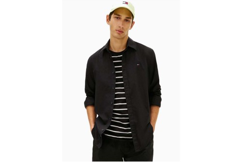 Tommy Jeans Flag Embroidery Poplin Πουκάμισο Μακρυμάνικο Ανδρικό (DM0DM22026 BDS)