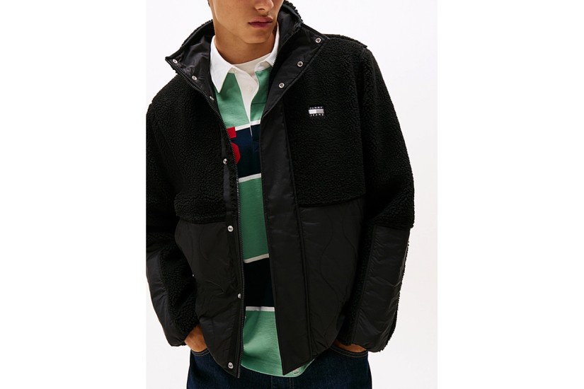 Tommy Jeans Quilted Teddy Relaxed Ανδρικό Μπουφάν Μαύρο
