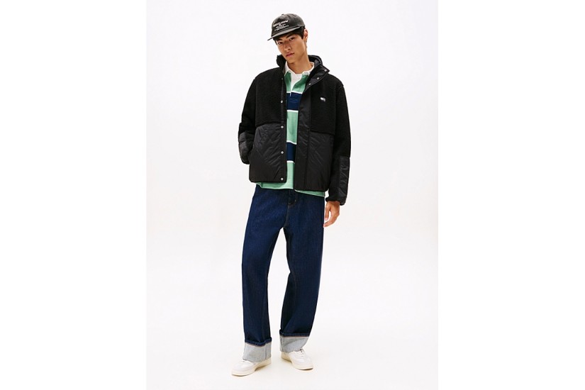 Tommy Jeans Quilted Teddy Relaxed Ανδρικό Μπουφάν Μαύρο
