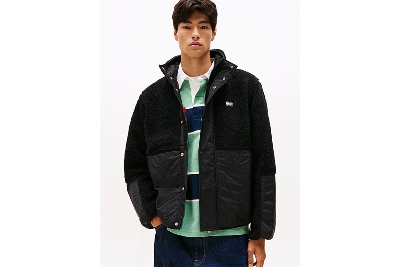 Tommy Jeans Quilted Teddy Relaxed Ανδρικό Μπουφάν Μαύρο