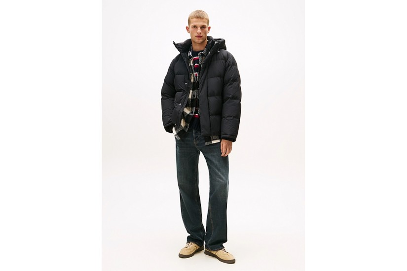 Tommy Jeans Hooded Down Ανδρικό Μπουφάν Puffer με Κουκούλα Μαύρο