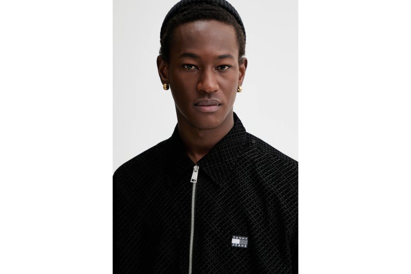Tommy Jeans Flock Print Overshirt Ανδρικό Jacket Μαύρο