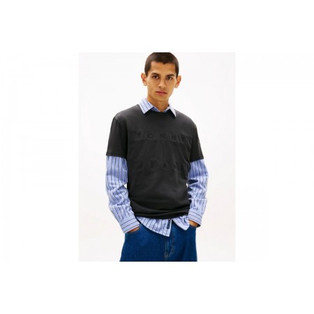 Tommy Jeans Tonal Flag Ανδρικό Κοντομάνικο T-Shirt Μαύρο