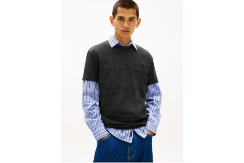 Tommy Jeans Tonal Flag Regular Fit T-Shirt Ανδρικό (DM0DM22312 BDS)