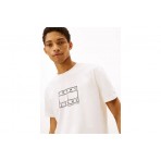 Tommy Jeans Logo Stamp Ανδρικό Κοντομάνικο T-Shirt Εκρού