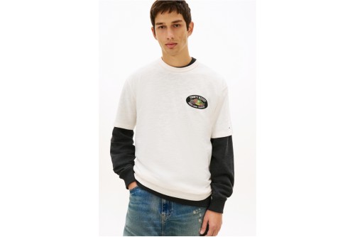 Tommy Jeans Graphic Logo Relaxed Textured Jersey T-Shirt Ανδρικό (DM0DM22512 YBH)