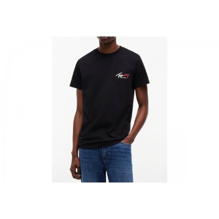 Tommy Jeans Signature Logo Slim Jersey T-Shirt Ανδρικό (DM0DM22538 BDS)