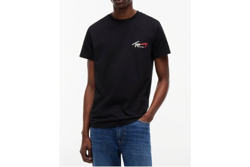 Tommy Jeans Signature Logo Slim Jersey T-Shirt Ανδρικό (DM0DM22538 BDS)