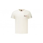Tommy Jeans Signature Logo Slim Jersey Ανδρικό Κοντομάνικο T-Shirt Εκρού