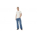 Tommy Jeans Signature Logo Slim Jersey Ανδρικό Κοντομάνικο T-Shirt Εκρού
