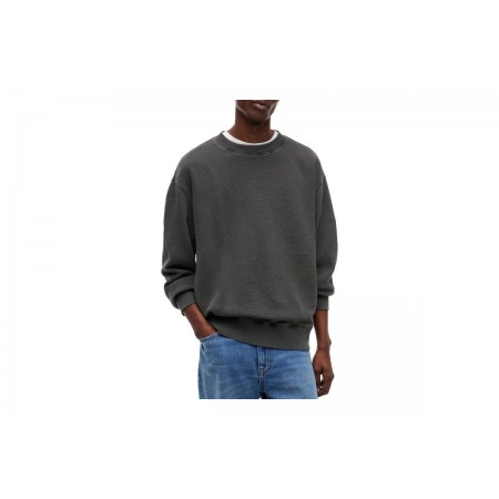 Tommy Jeans Waffle Knit Relaxed Ανδρική Μακρυμάνικη Πλεκτή Μπλούζα Ανθρακί